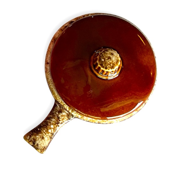 VTG Hull Pottery Brown Drip Bowl (Individual Casserole, Soup, Chili) & Lid Set - Picture 3 of 11